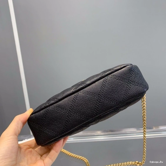 QUILTED DOUBLE-ZIP POUCH BECKY LAMBSKIN IN YSL 0722